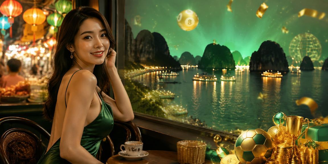 Người thưởng cà phê tại vịnh Hạ Long xem kết quả xổ số và game trực tuyến