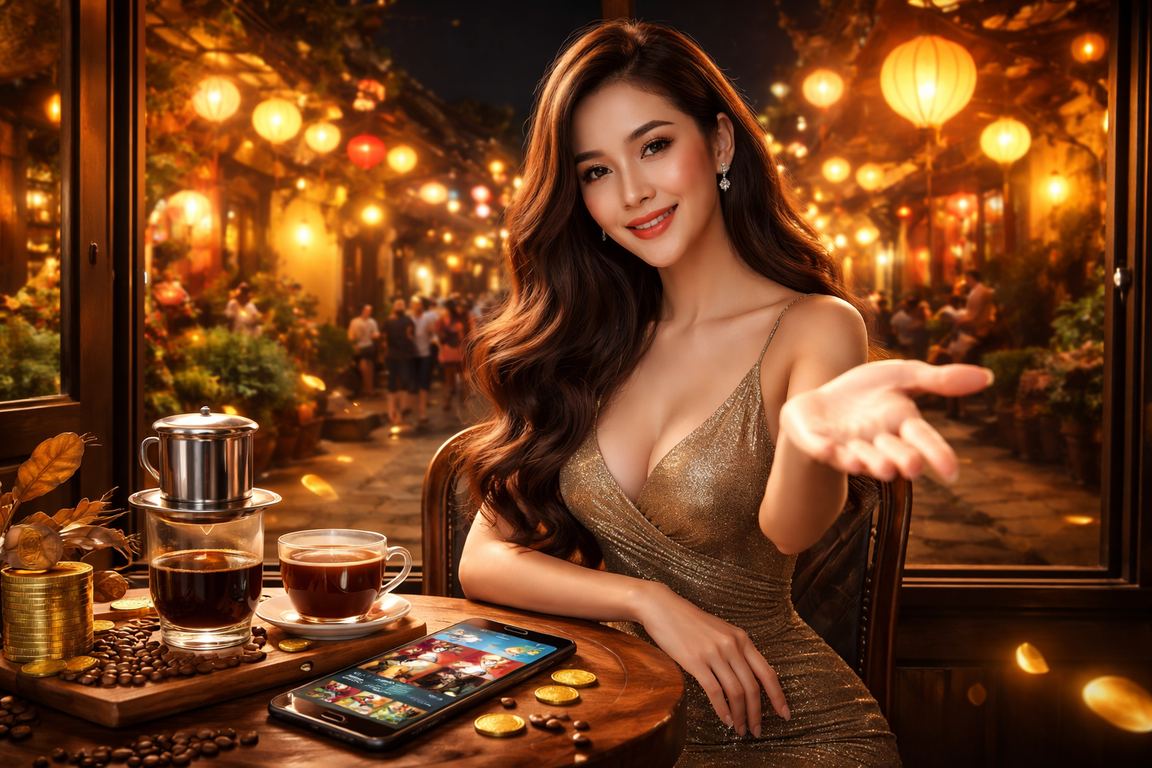 Người dùng thưởng cà phê và tham gia cá cược casino tại Hội An